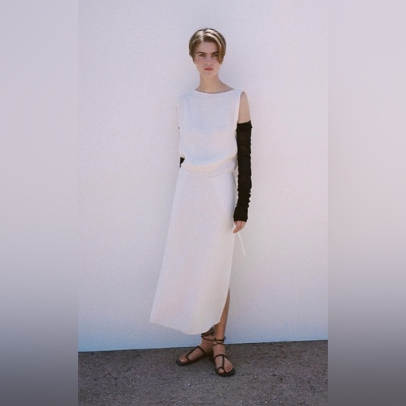 NWT Circ x Zara Linen Blend Open Back Long Dress Size M - Picture 3 of 9